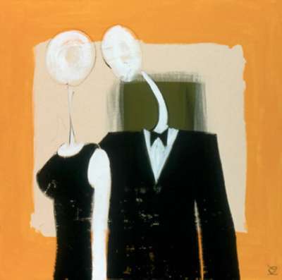 A painting of two people in suits and ties