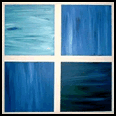 A painting of four different colors of water.