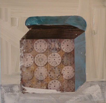 A painting of a box with cookies on it
