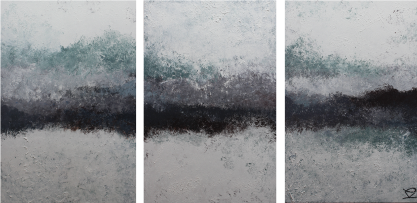 A series of three paintings with different colors.